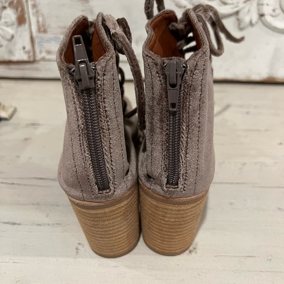 Jeffrey Campbell Velvet Lace Up Peep Toe Bootie - Picture 4 of 5